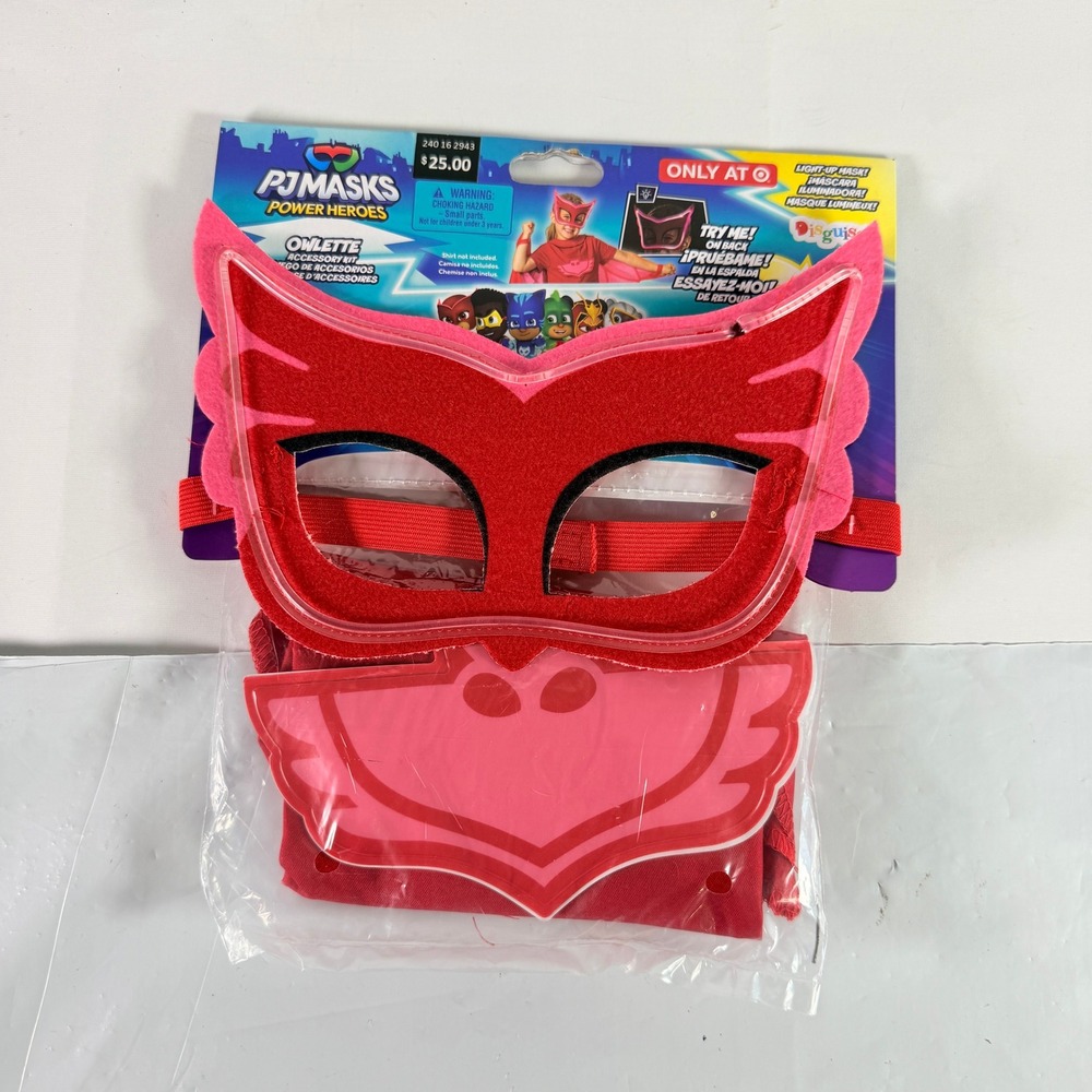 PJ Masks Power Heroes Owlette Costume Accessory Kit Light-Up Mask Cape Patch